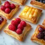 Puff pastry dessert recipes close-up.