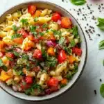 Ditalini pasta with fresh vegetables