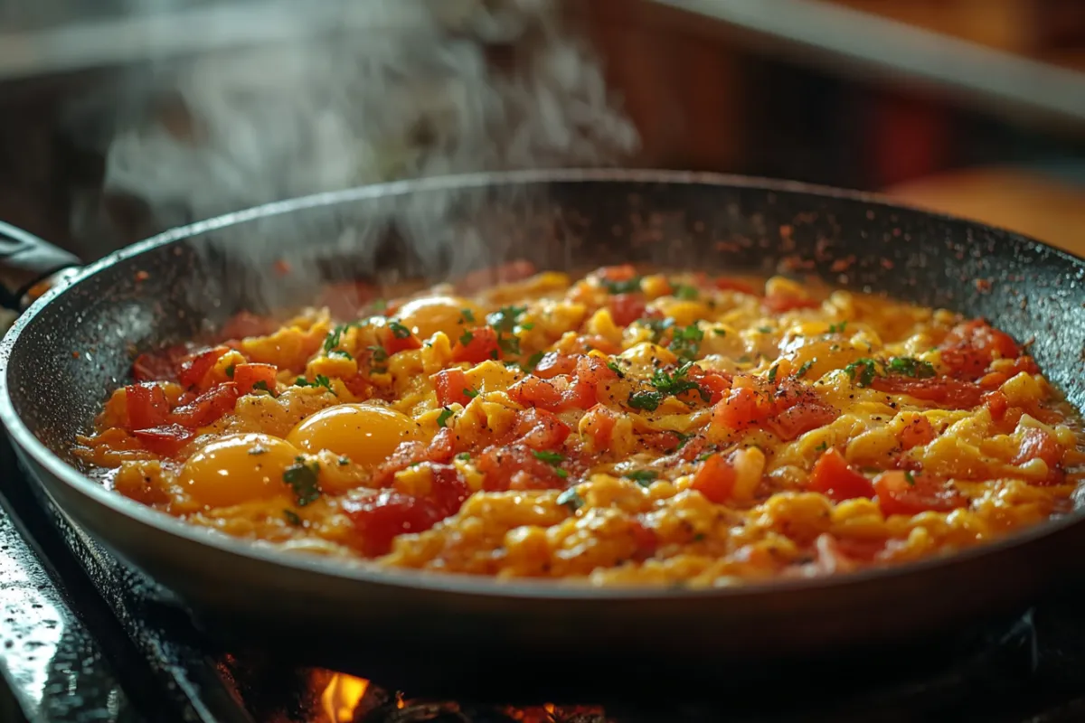 Menemen cooking process