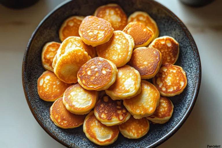 Fluffy mini pancakes with fresh berries