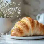 Flaky croissant on a plate