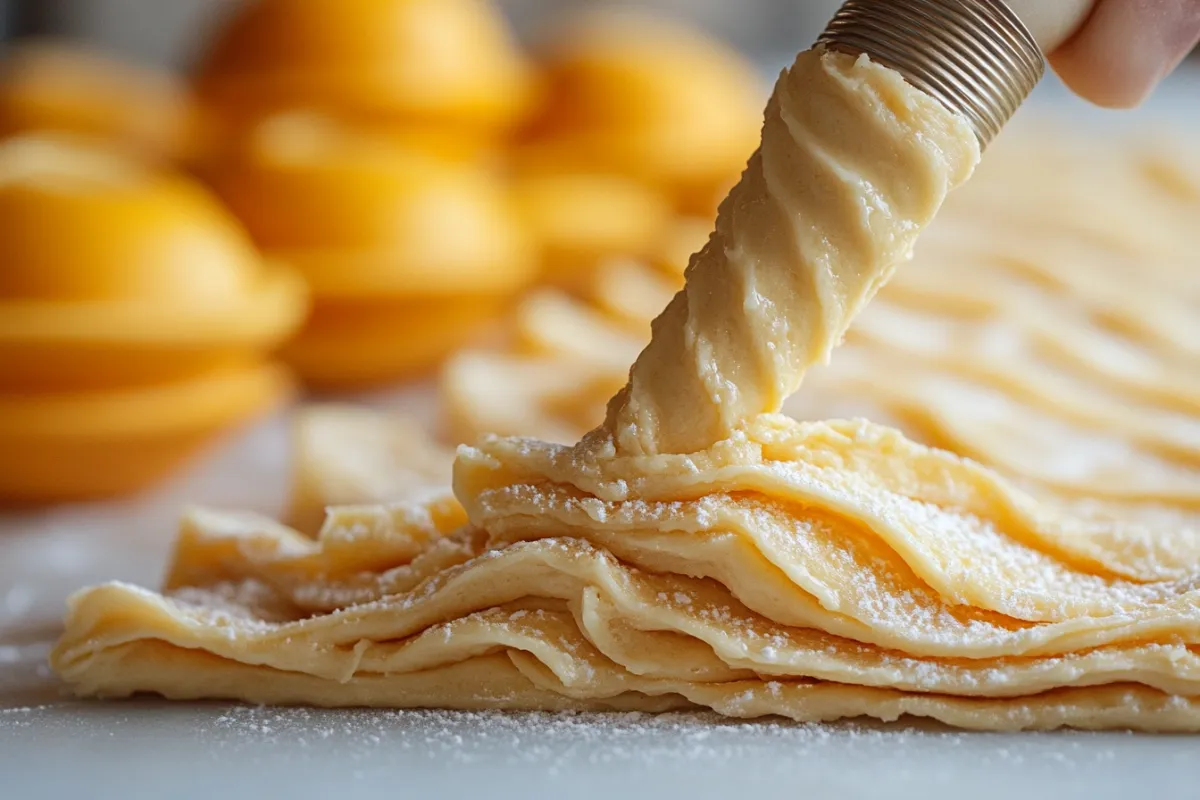 Churro dough being piped