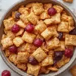 Homemade Chex Mix on Marble