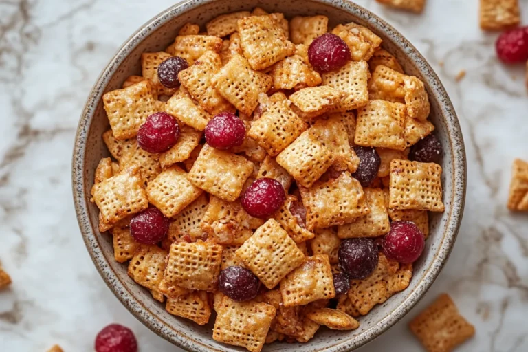 Homemade Chex Mix on Marble