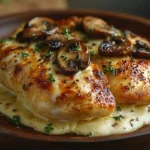 Alice Springs chicken with honey mustard sauce and cheese.