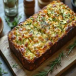 Freshly baked zucchini and carrot bread with a moist, spiced interior and visible flecks of vegetables.