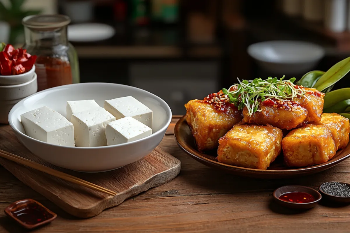 Difference between tofu and tauhu – side-by-side comparison of textures and preparations.