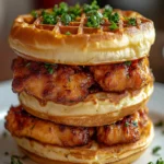 Chicken and waffle sliders served with syrup