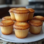 Freshly baked mini pancake muffins arranged on a plate