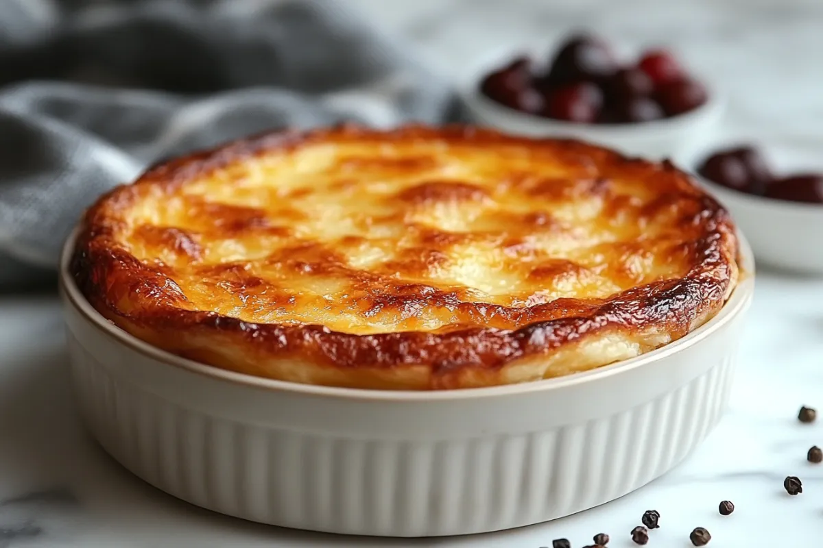 Close-up of a cheese gratin using substitute for gruyere cheese.