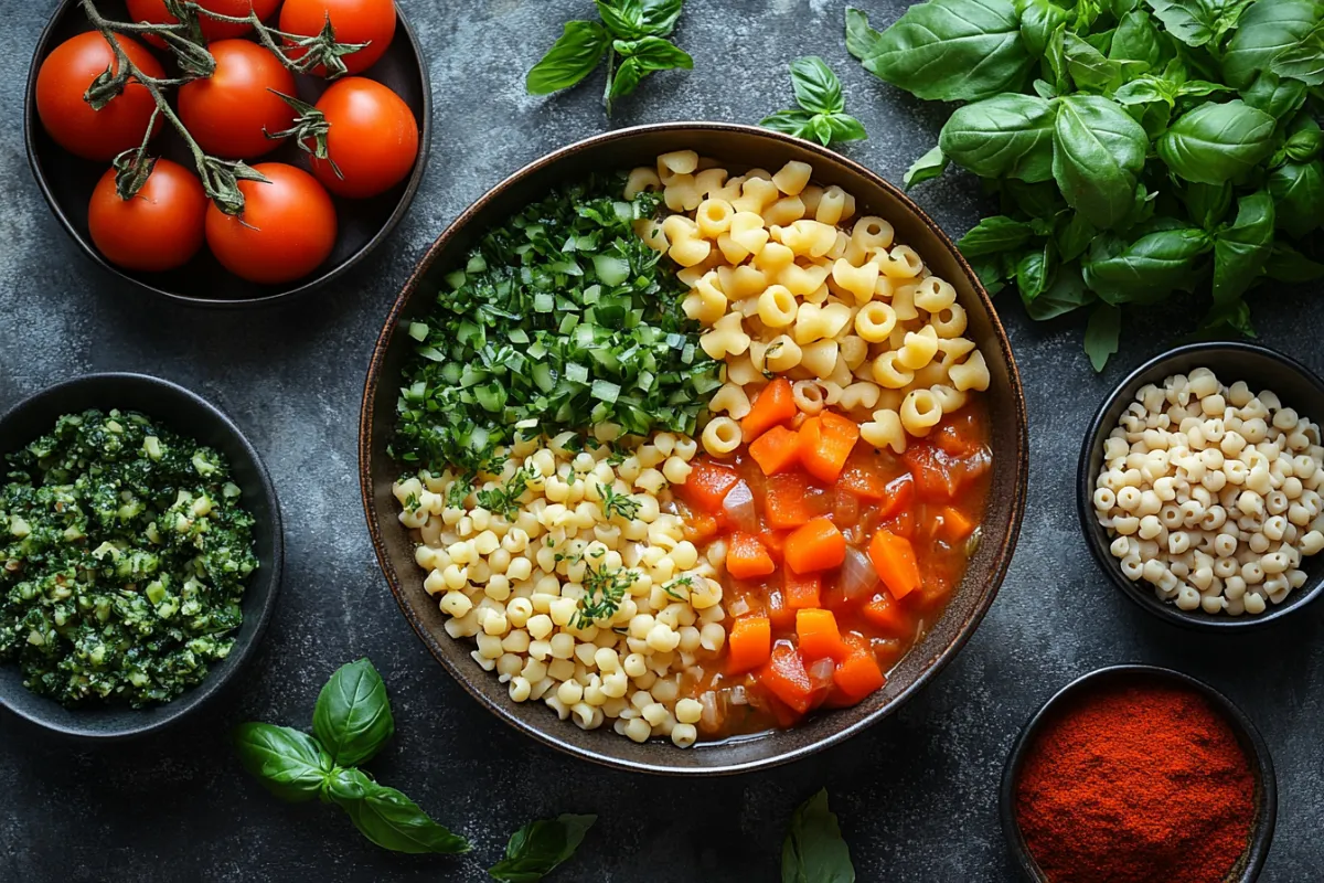 Minestrone soup with pasta substitute