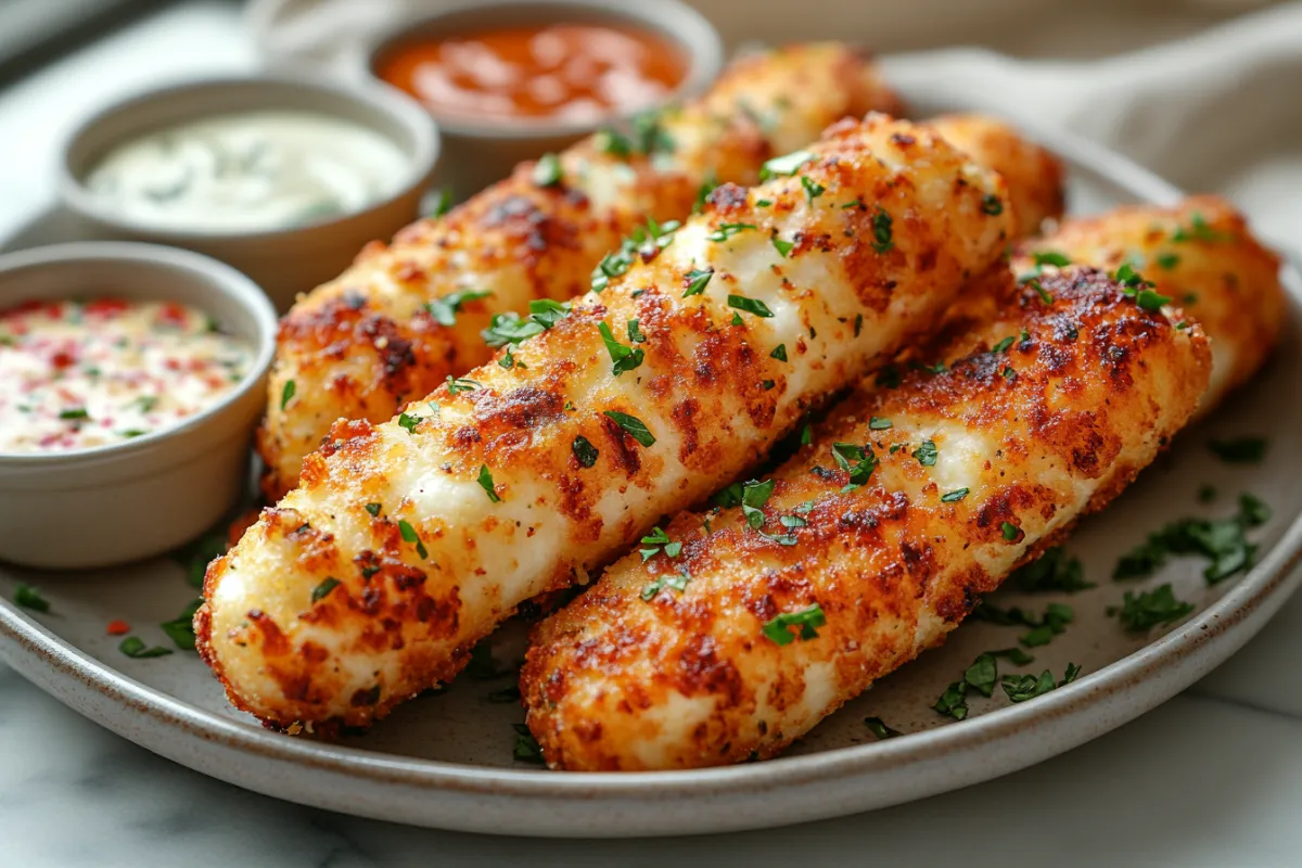 Mozzarella sticks with ranch and honey mustard