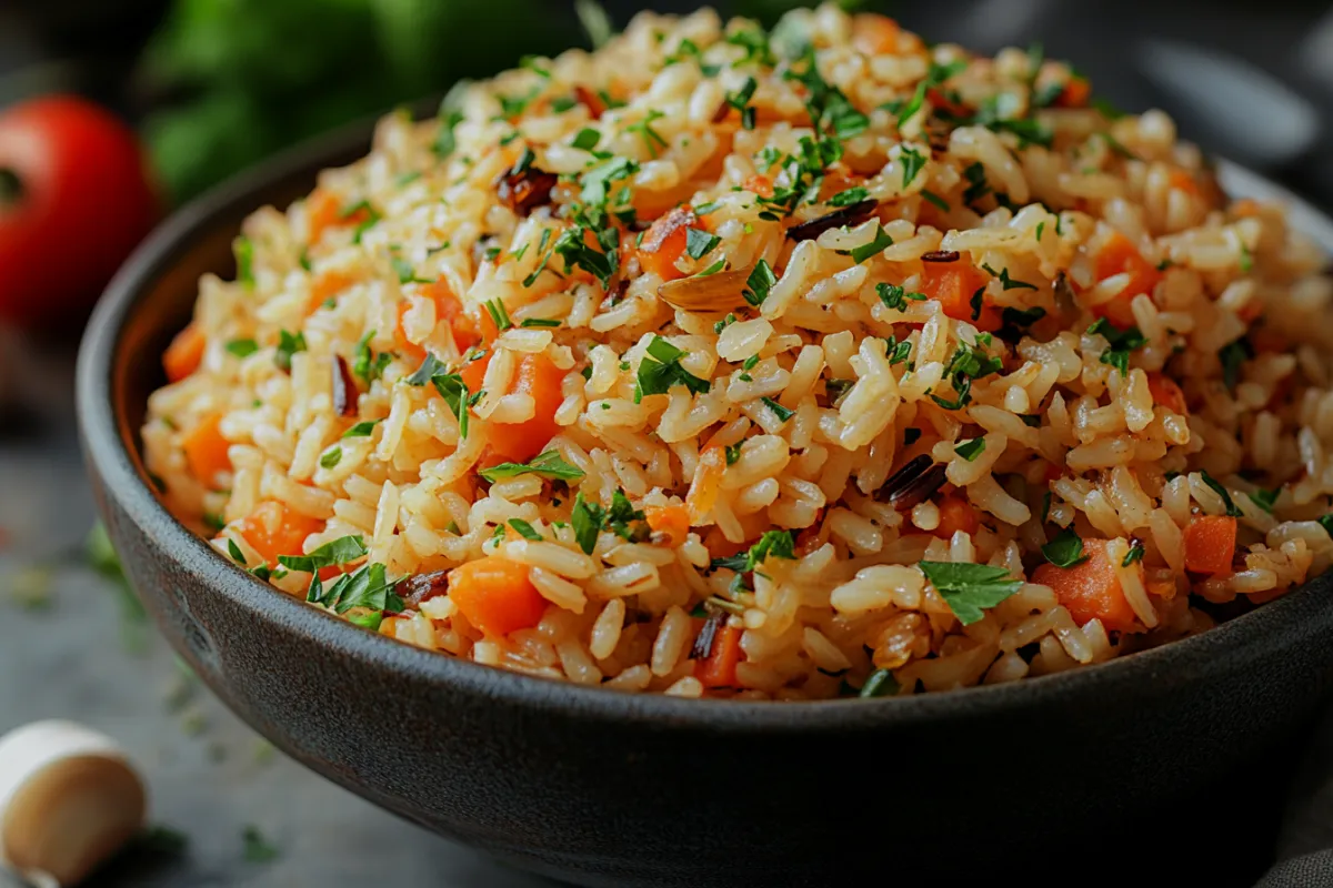 Rice side with chicken casserole